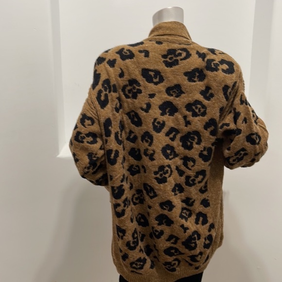 J.J. Browne Vintage Open Front Sweater Cardigan Brown Black Size M NWT - Picture 3 of 7